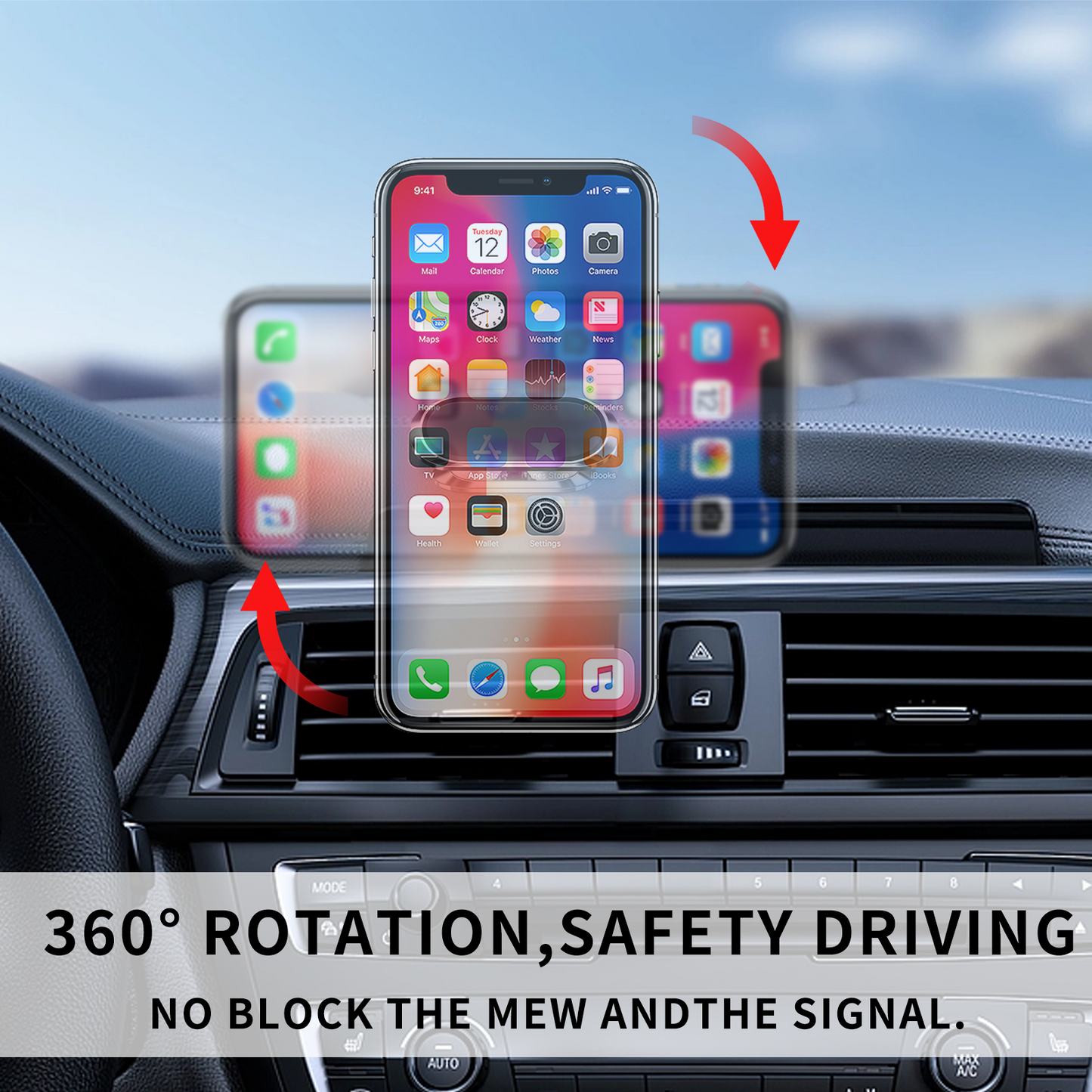 Magnetic Car Mobile Phone Holder Dashboard Mount Rotating Universal For iPhone