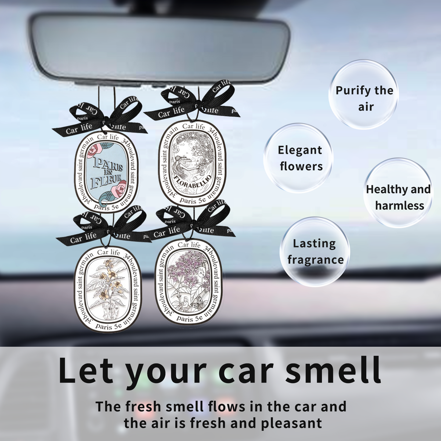 Hanging Perfume Paper Flower Car Air Freshener